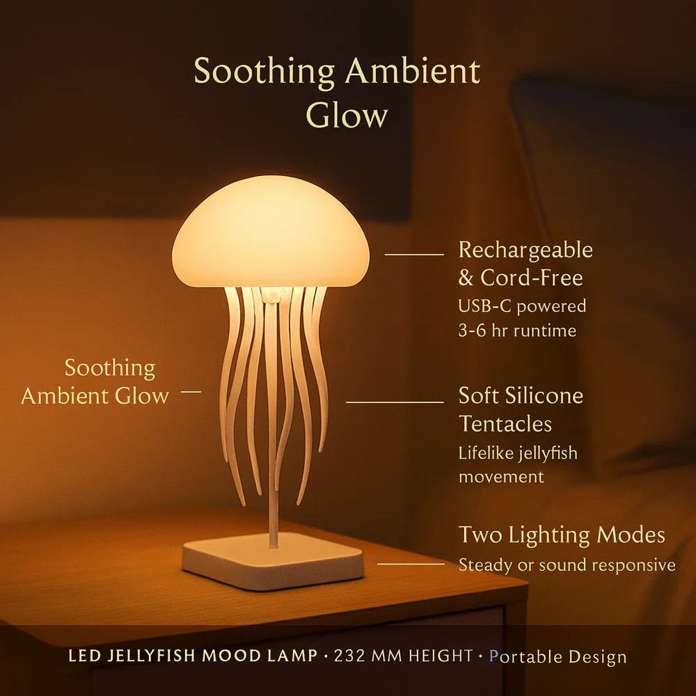 LED Jellyfish Mood Calming Lamp with Rotating Tentacles